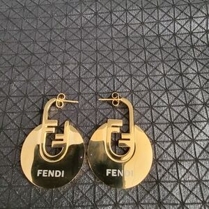 Fendi Gold Circular Logo Earrings